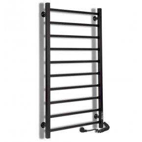 Electric towel heater with timer Laris Alfa P10, 500x900, black, right "ECO" Electric Towel Heaters