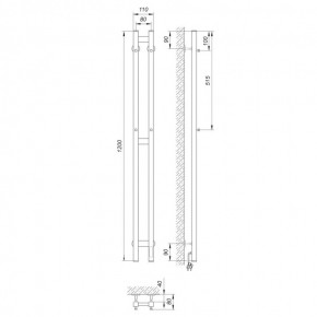 Electric towel heater with timer Laris Duet P3, 80x1200, white, right "ECO" Electric Towel Heaters