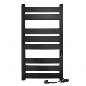Electric towel heater with timer Grut P8, 500x1000, black, right "ECO" Electric Towel Heaters