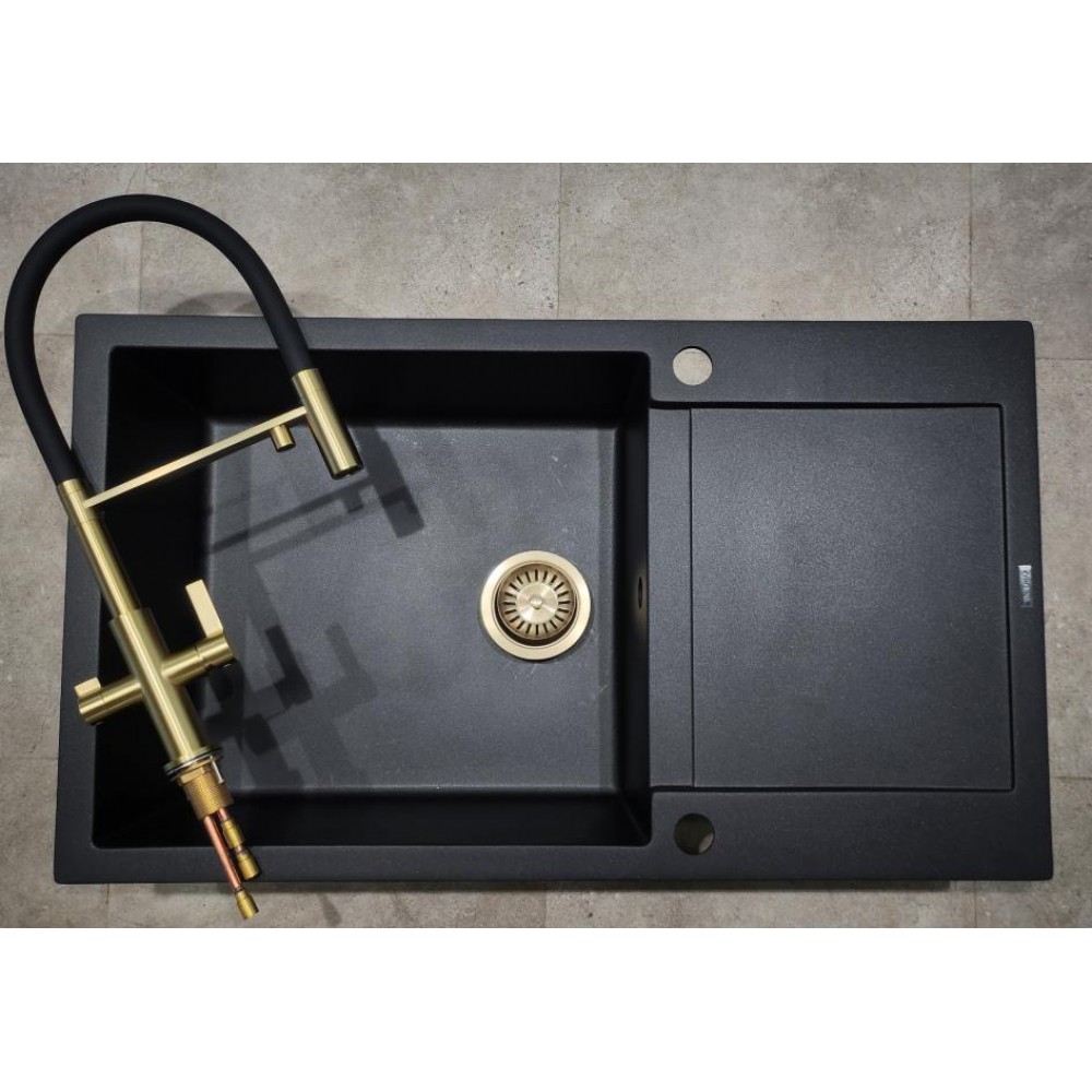 Kitchen sink Tesa Plus  Black + soifos Gold