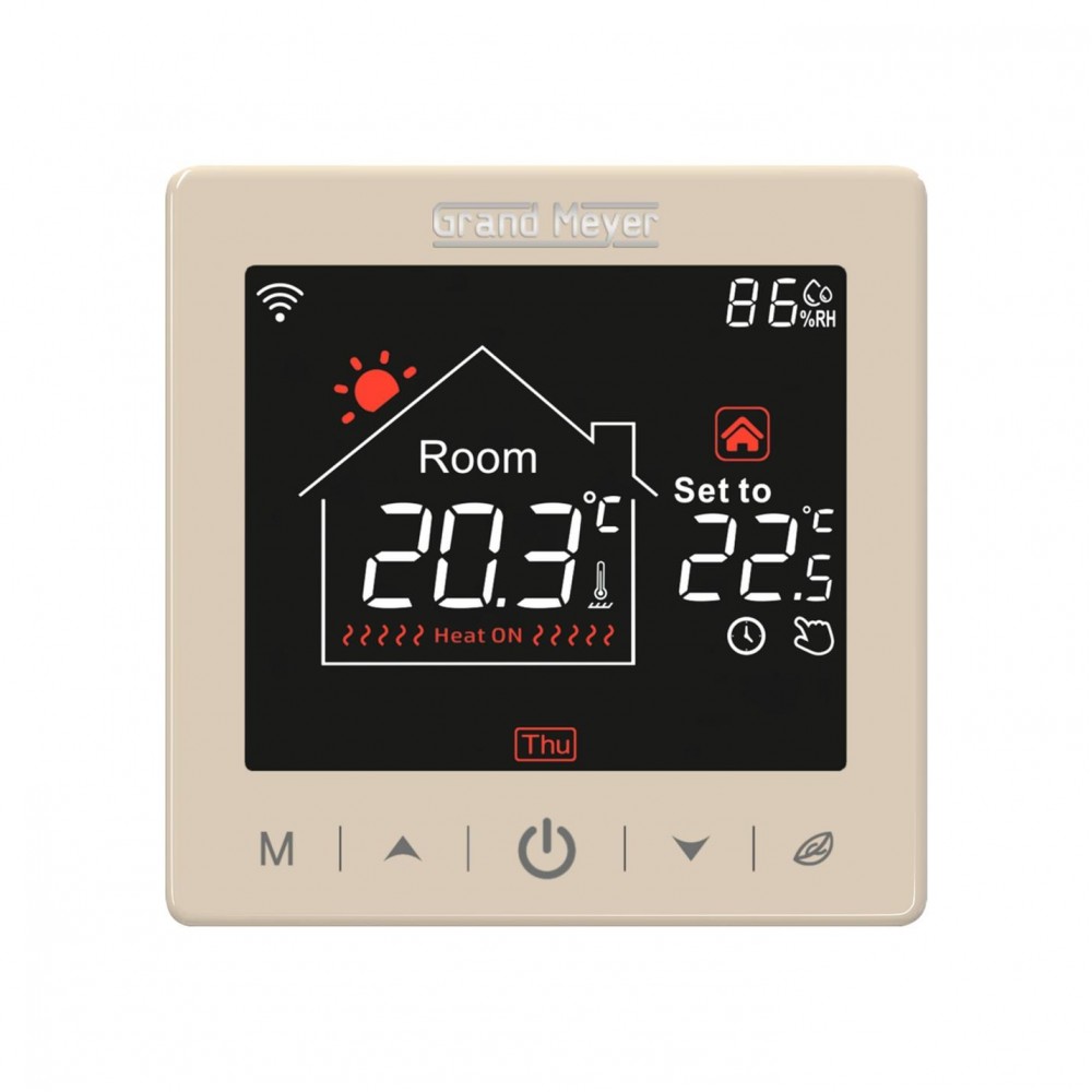 Wi-Fi Programmable Temperature Controller SN-15, 16 A, Champagne Electric floor heating Grand Meyer