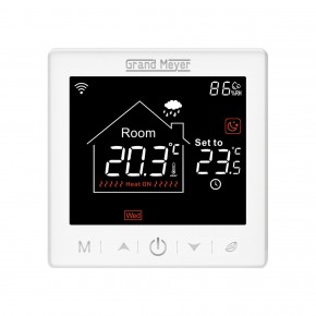 Wi-Fi Programmable Temperature Controller SN-10, 16 A, White Electric floor heating Grand Meyer
