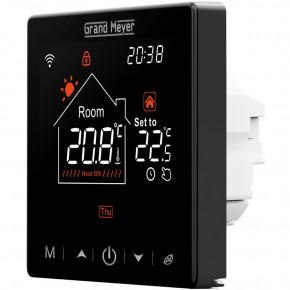 Wi-Fi Programmable Temperature Controller SN-20, 16 A, Black Electric floor heating Grand Meyer
